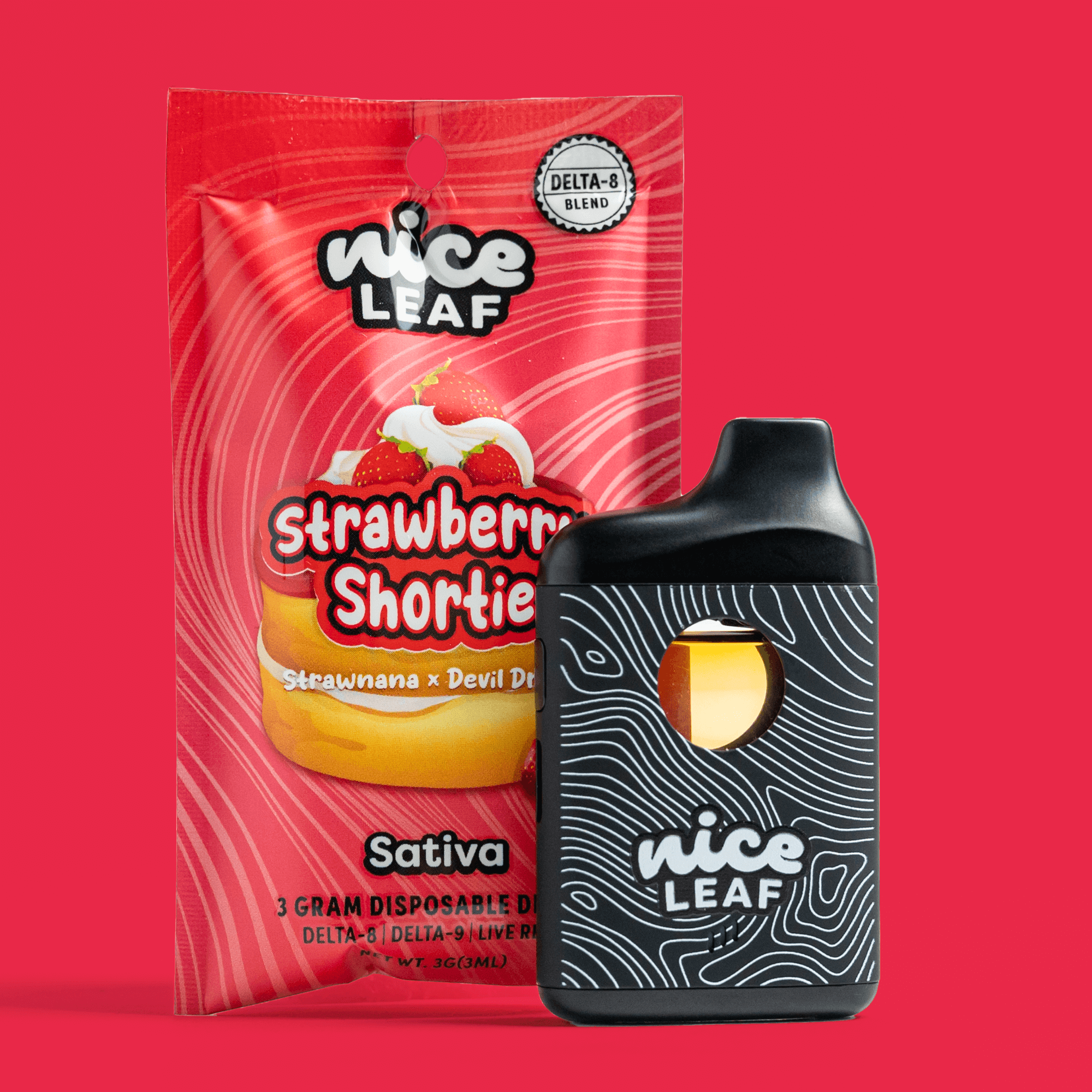 Strawberry Shortie Delta-8 THC 3G Vape Pen (Strawnana) - Nice Leaf