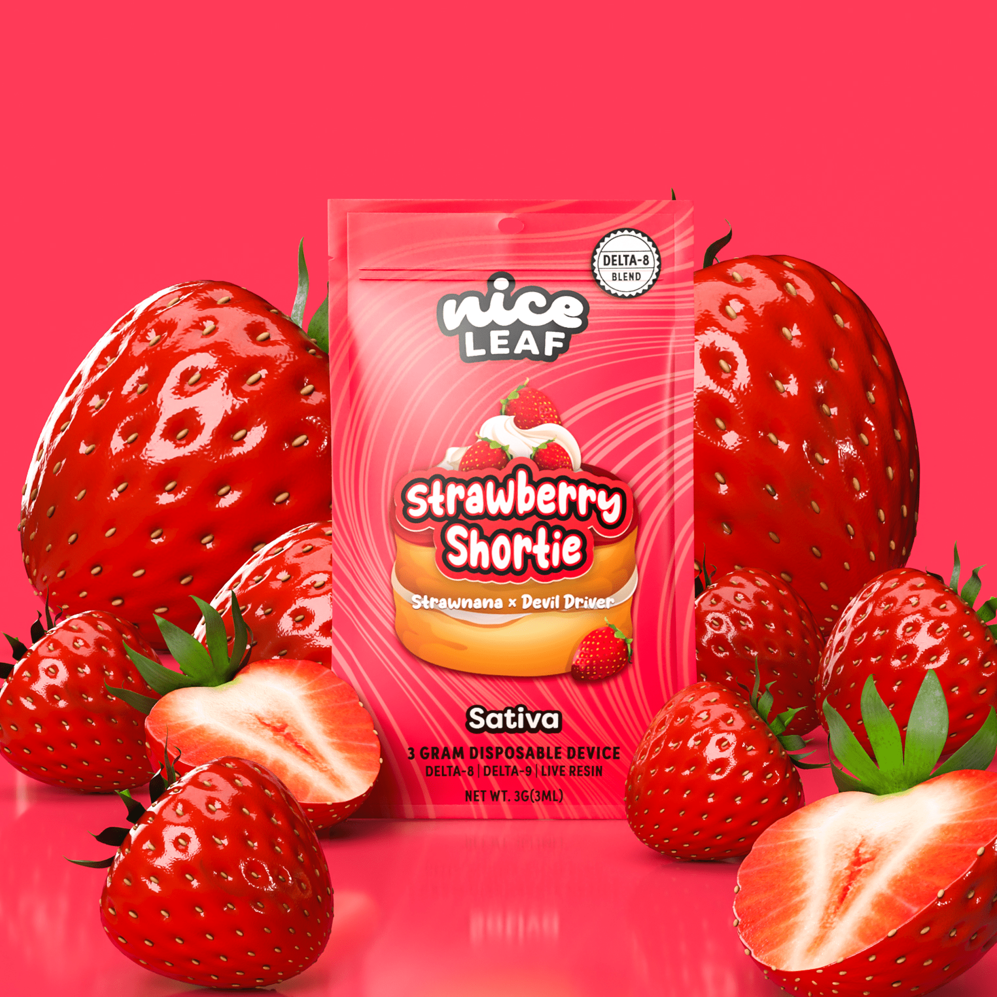 Strawberry Shortie Delta-8 THC 3G Vape Pen (Strawnana) - Nice Leaf