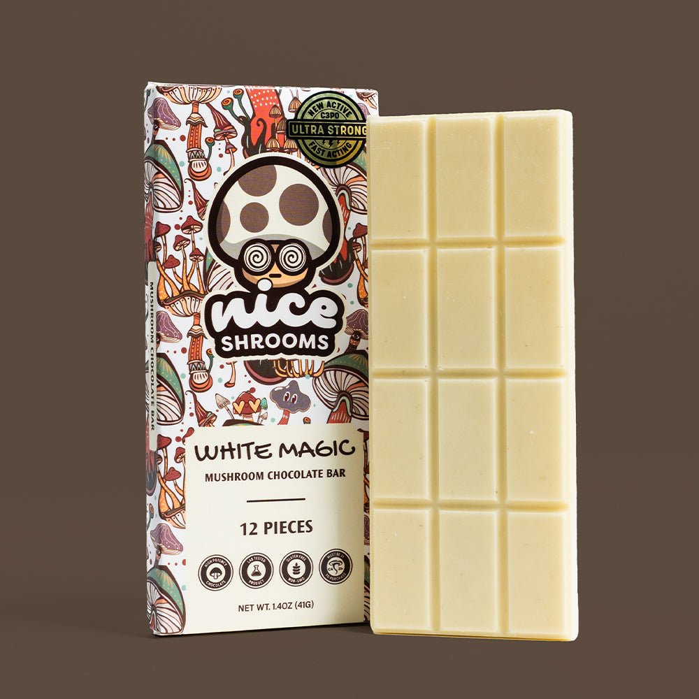 White Magic Mushroom Chocolate Bar - Nice Leaf