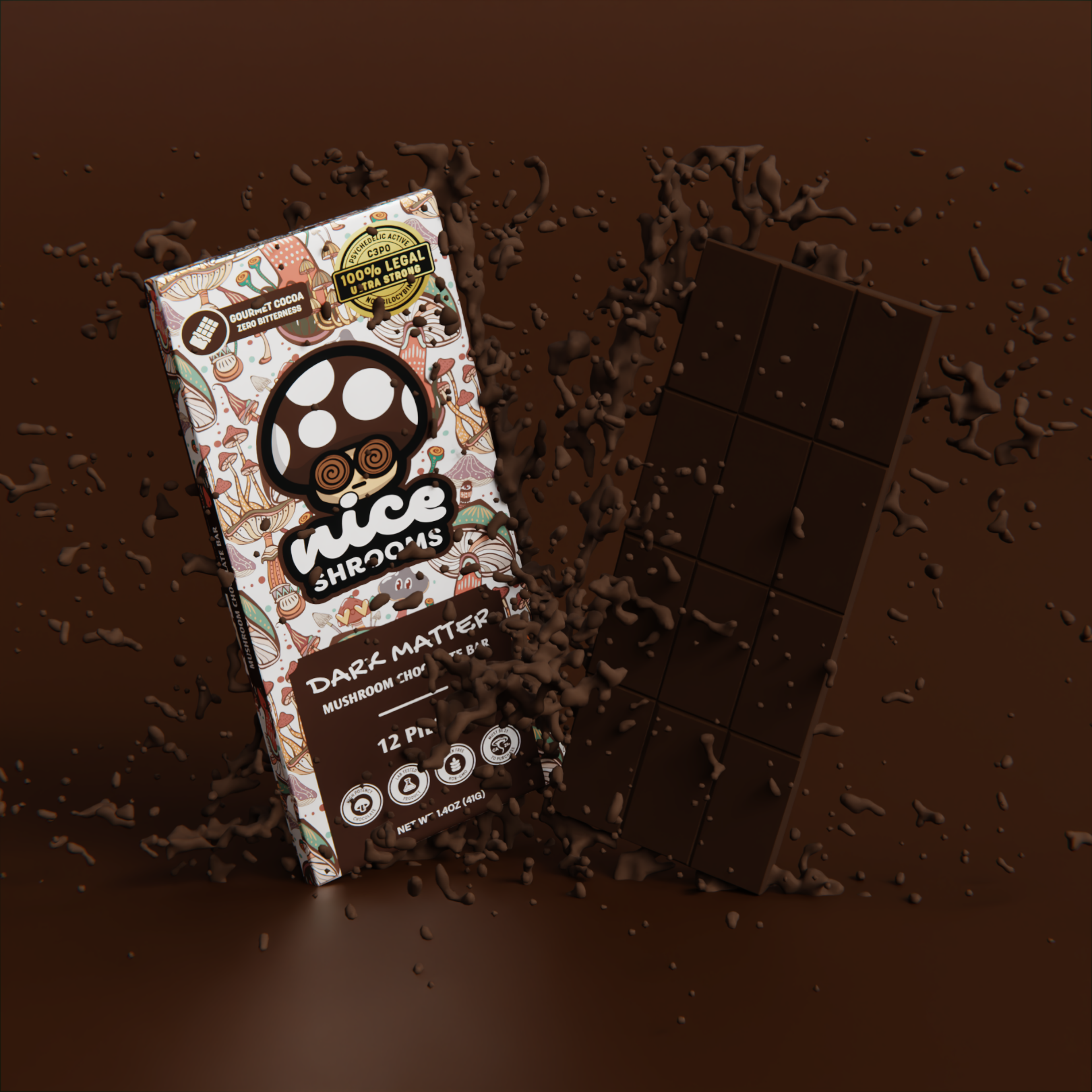 Dark Matter Mushroom Chocolate Bar