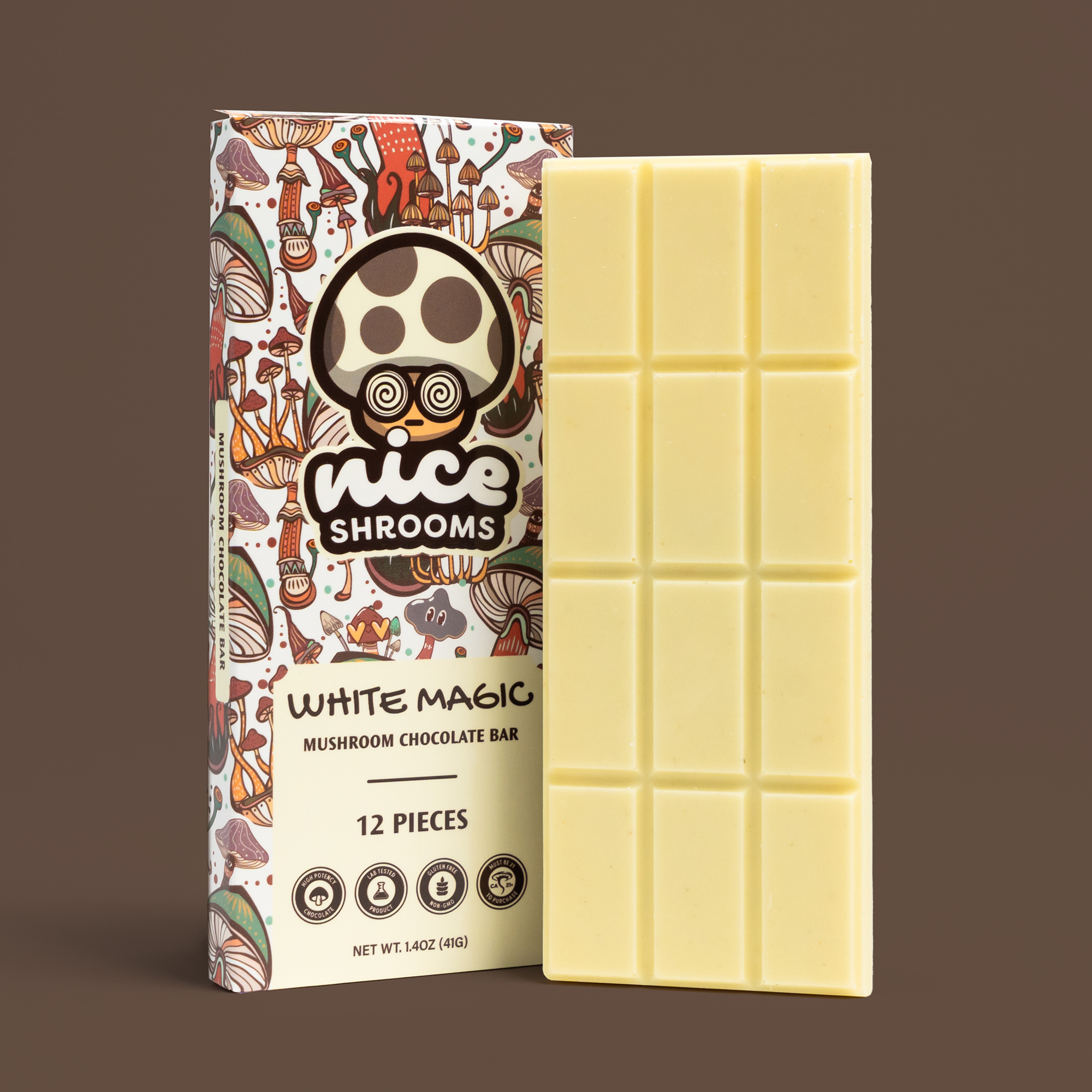 White Magic Mushroom Chocolate Bar